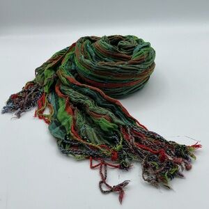 Boho Inspired . Colorful Woven Scarf . Fringe Detail